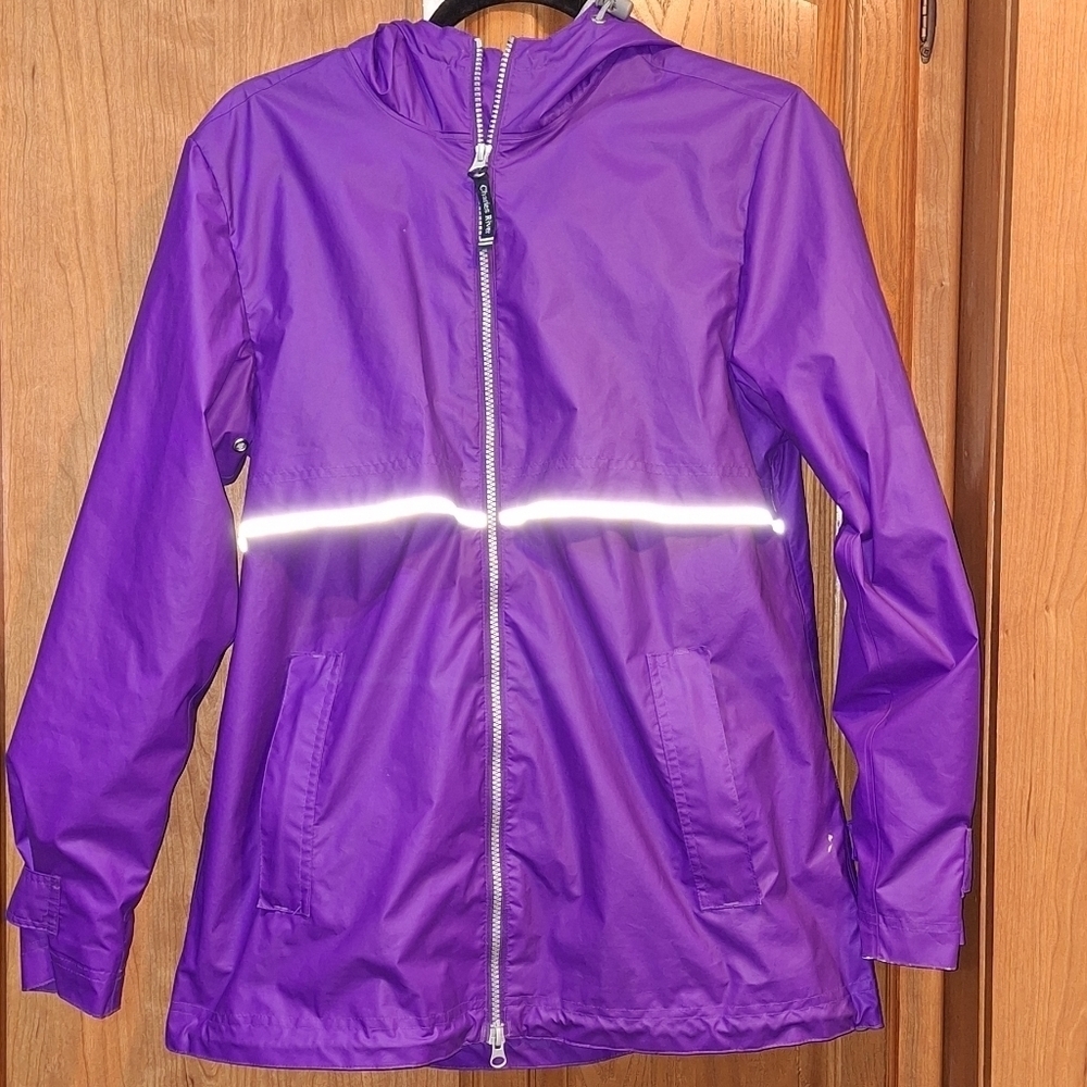 Charles River apparel purple reflective windbreaker, size small